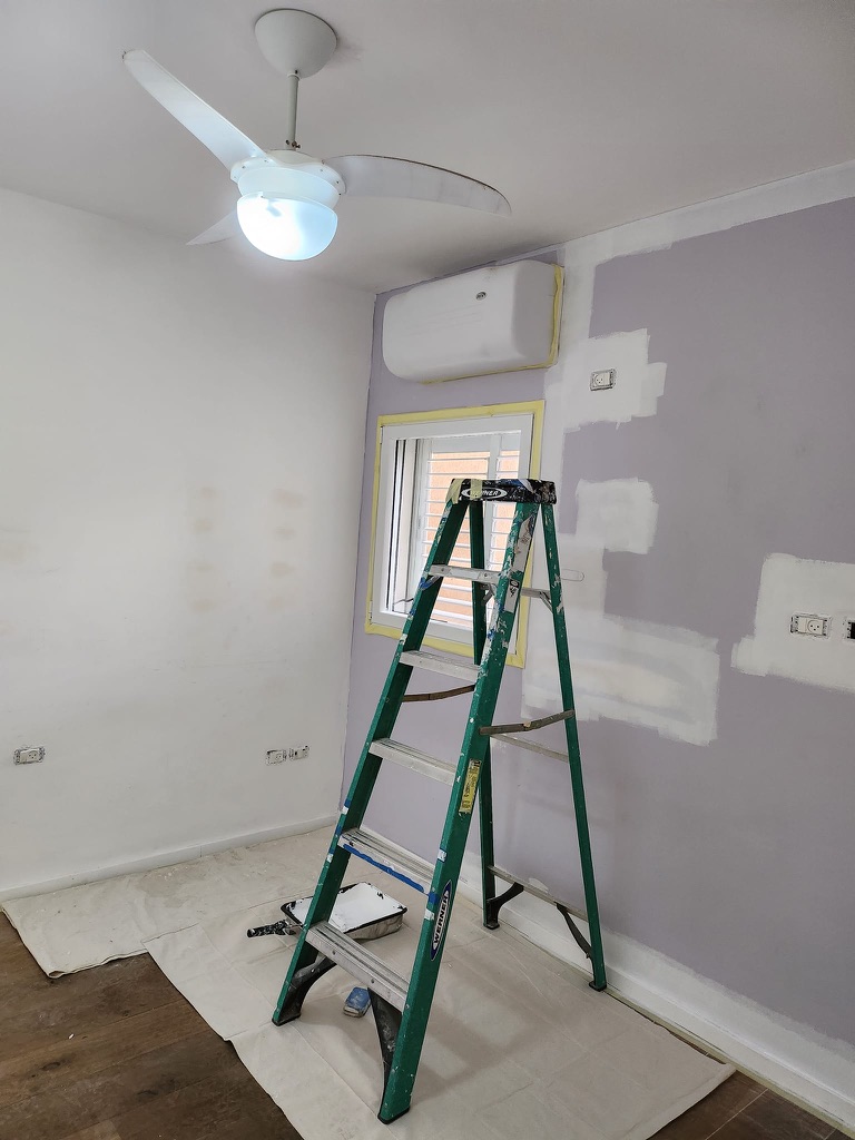 Interior wall prepared before a fresh coat of paint